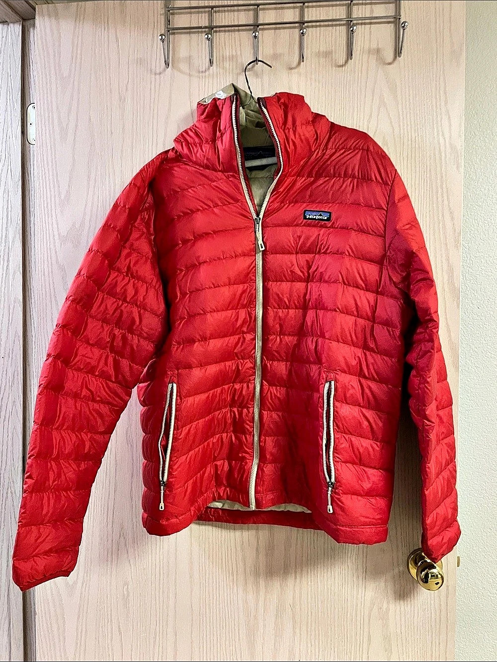 Patagonia Men's Down Sweater Hoody Red Puffer Jacket XL